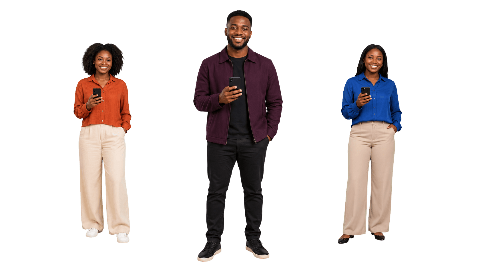 Three GoTap users standing nearby with their phones