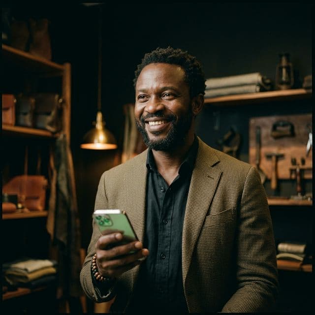 A happy merchant receiving a GoTap payment instantly